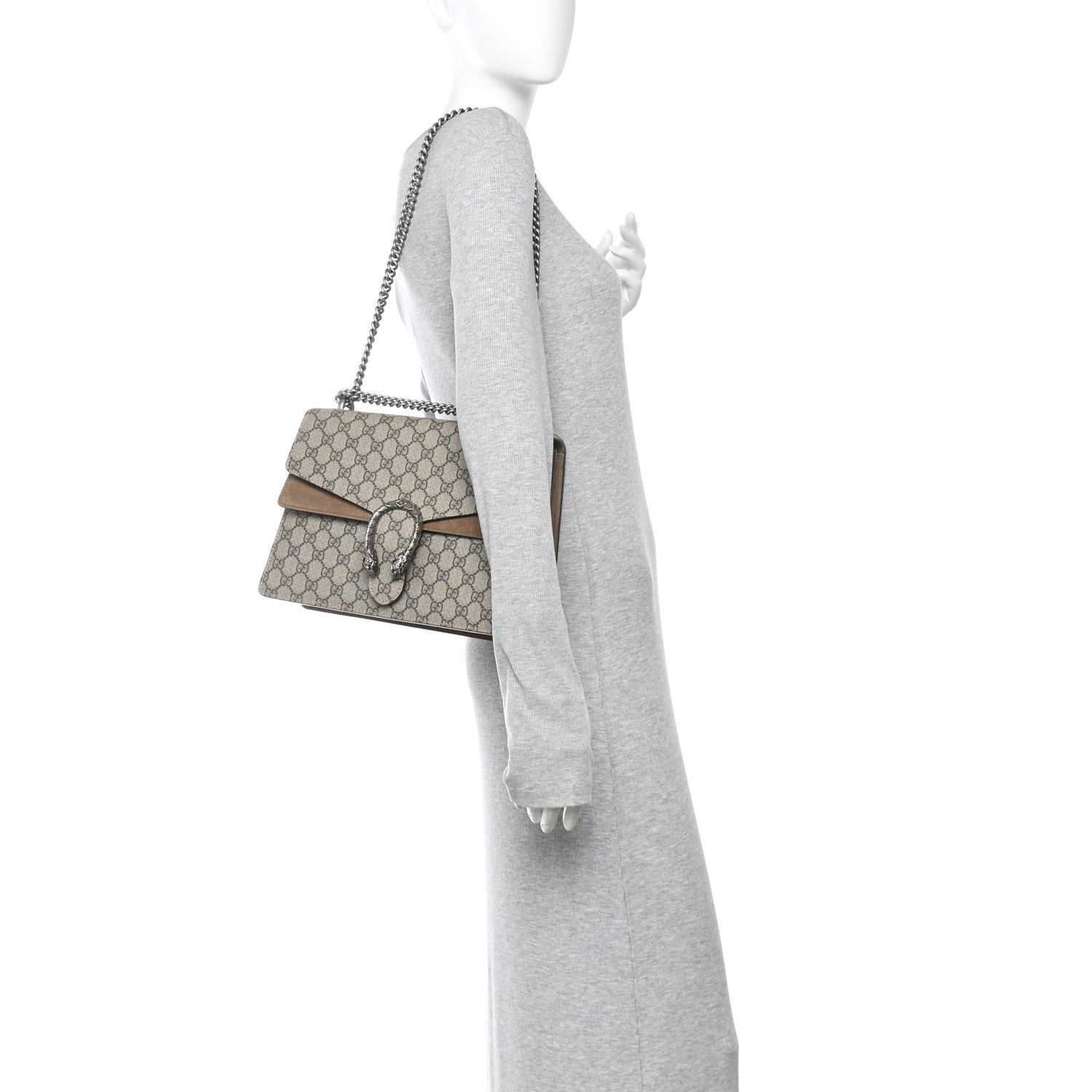 Gucci GG Supreme Monogram Medium Dionysus Shoulder Bag Taupe 2 of 12