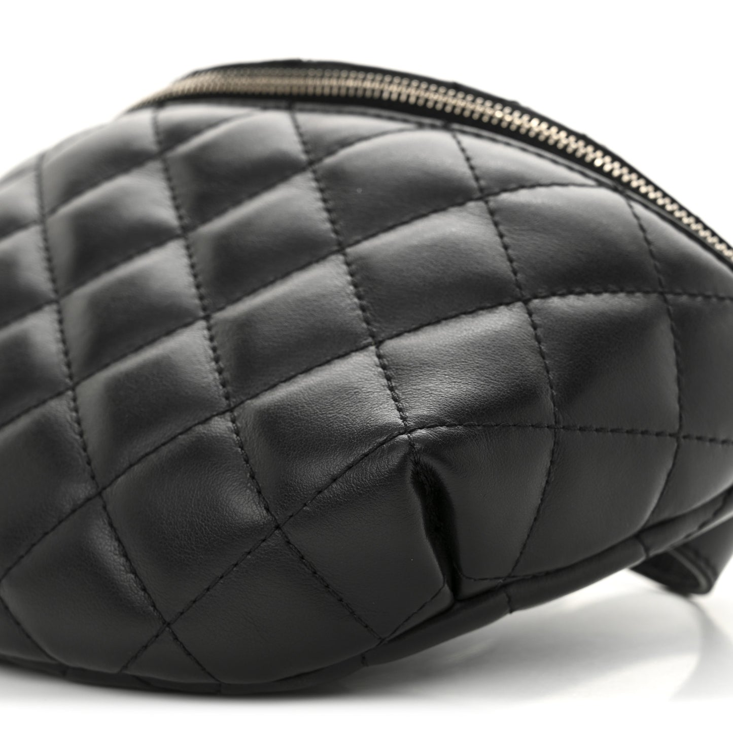 Calfskin Quilted Uniform Waist Belt Bag Black