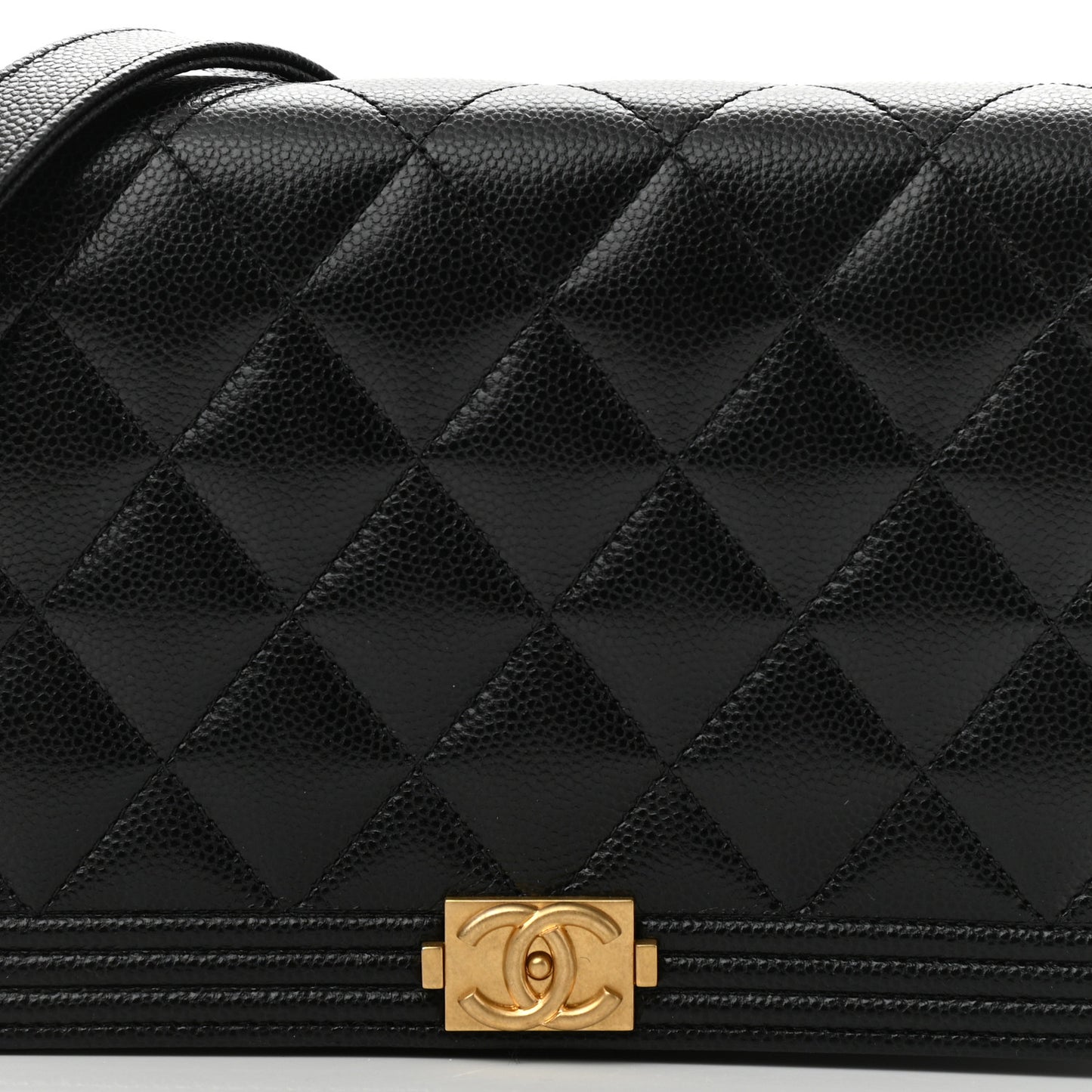 Caviar Quilted Boy Wallet On Chain WOC Black