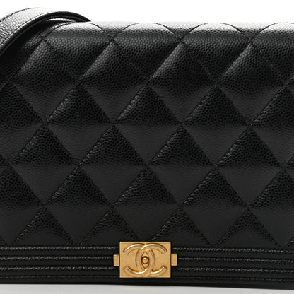 Chanel Caviar Quilted Boy Wallet On Chain WOC Black 9 of 12