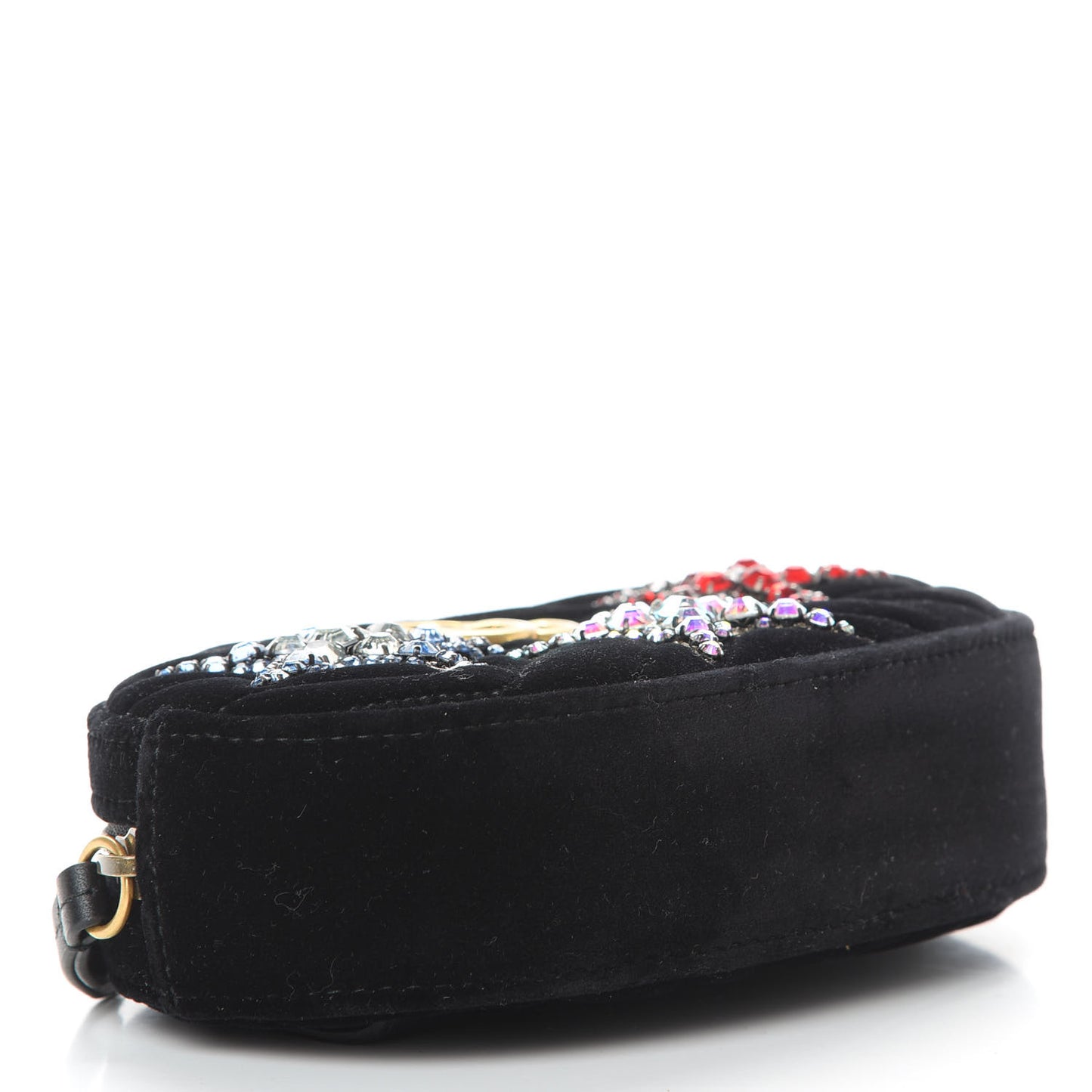 Velvet Matelasse Crystal Star GG Marmont Belt Bag 85 34 Black