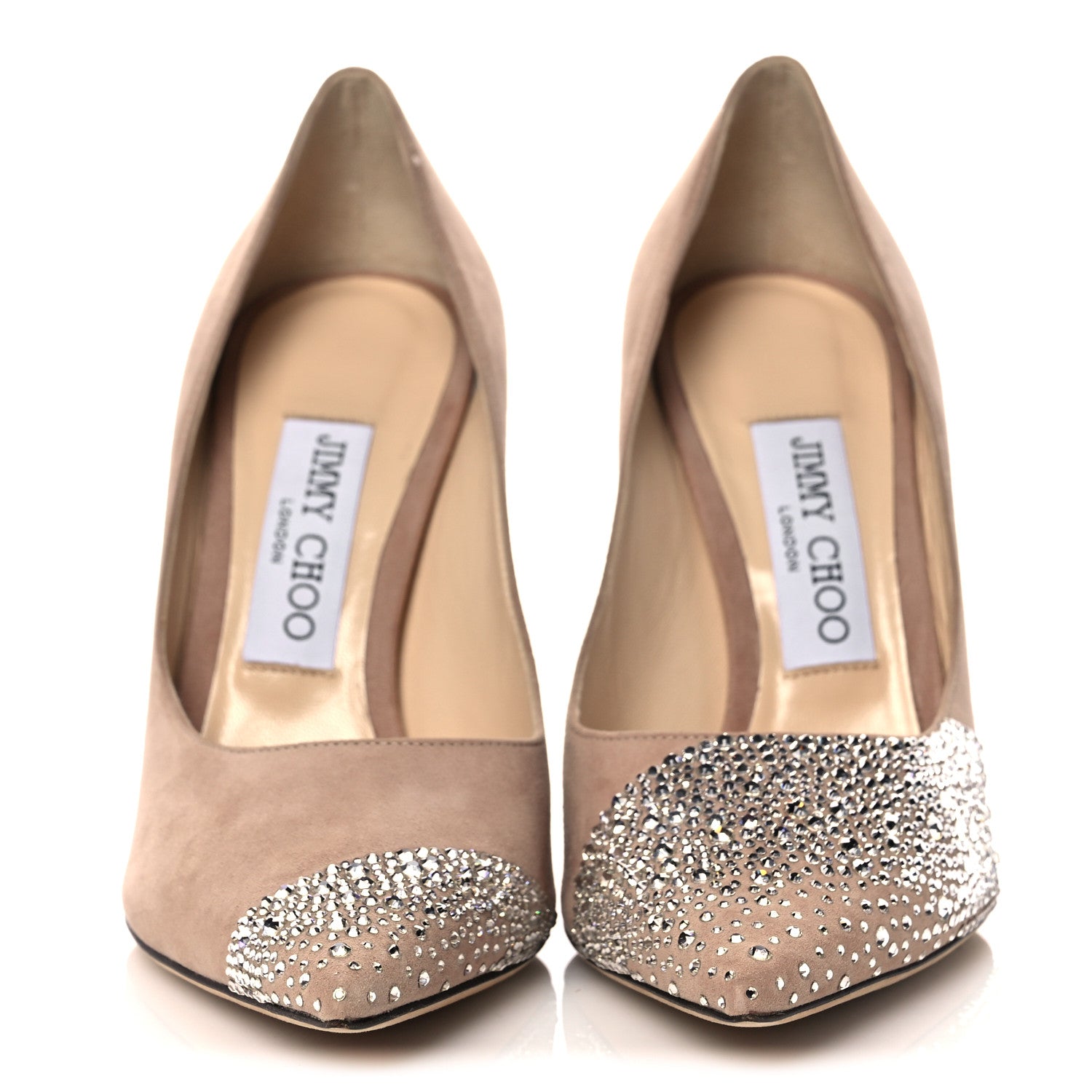 Jimmy Choo Suede Crystal Embellished Love 100 Pumps 37 Ballet Pink 2 of 7