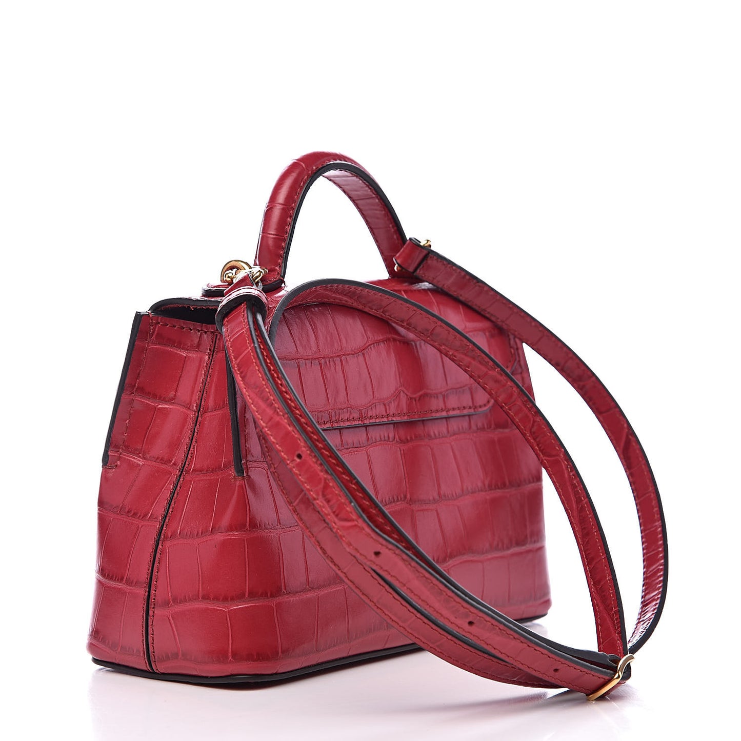 Shiny Croc Calfskin Embossed Micro Seaton Red Berry
