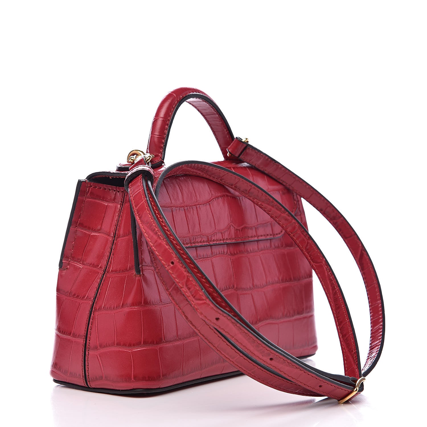 Mulberry Shiny Croc Calfskin Embossed Micro Seaton Red Berry 3 of 9