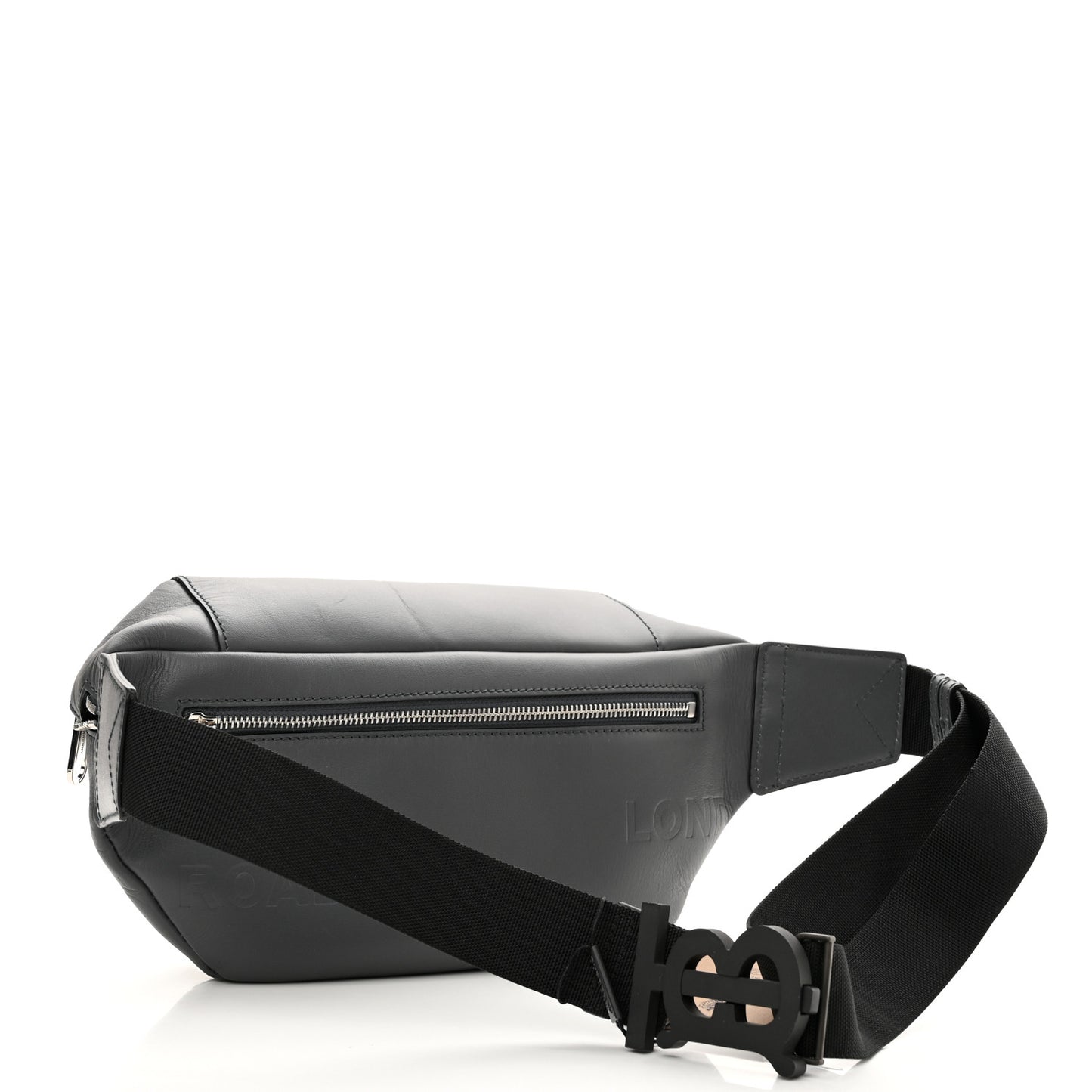 Calfskin Horseferry Print Medium Sonny Bum Bag Dark Ash Grey