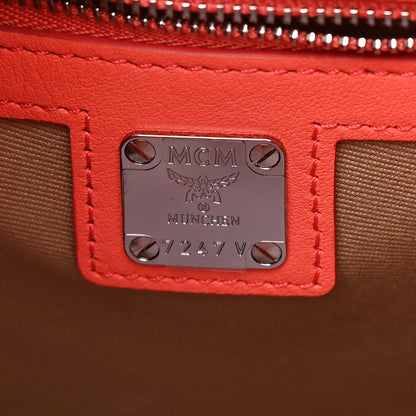 MCM Calfskin Ottomar Monogram Essential Small Backpack Hot Coral 6 of 19