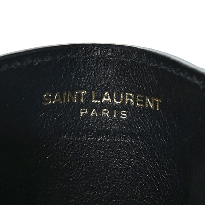 Saint Laurent Grain De Poudre Matelasse Chevron Monogram Credit Card Case Black 6 of 7