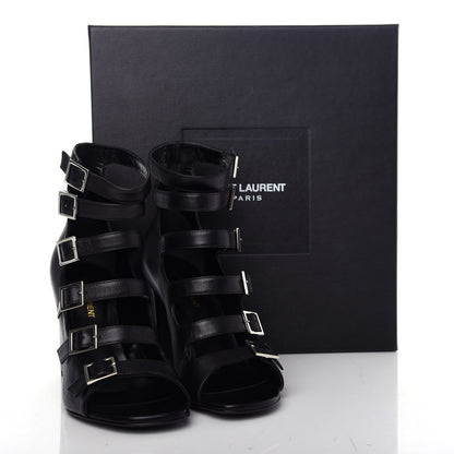 Saint Laurent Calfskin Babies 90 Multi Strap Sandal 37.5 Black 11 of 11