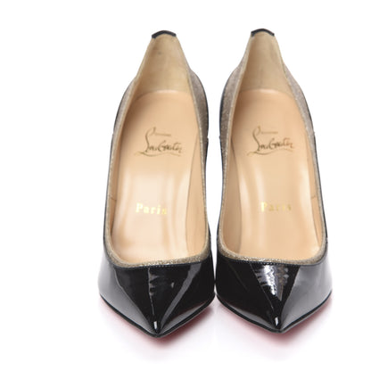 Christian Louboutin Glitter Patent Fluo Tucsick 100 Pumps 36 Black Ivory 2 of 9