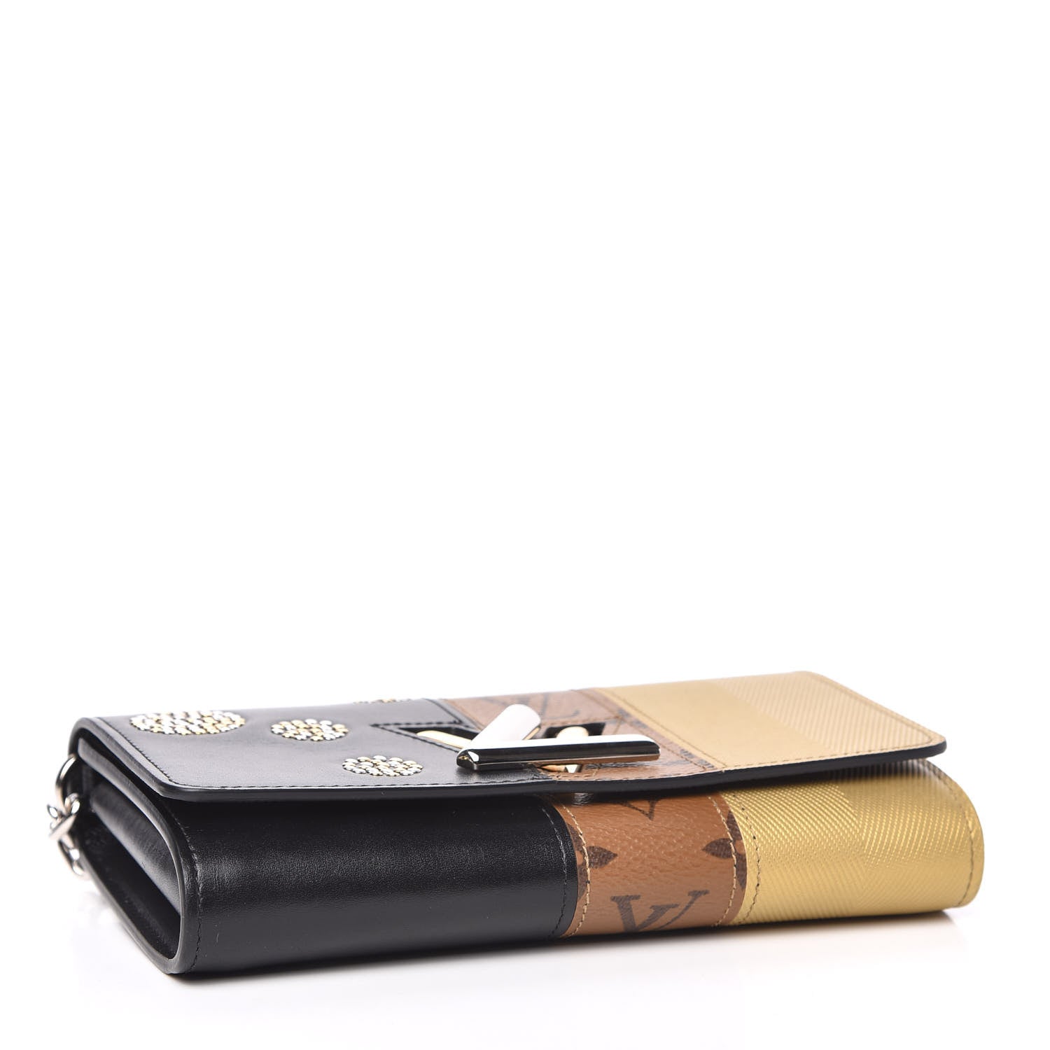 Louis Vuitton Calfskin Reverse Monogram Studded Night Lights Twist Chain Wallet 4 of 10