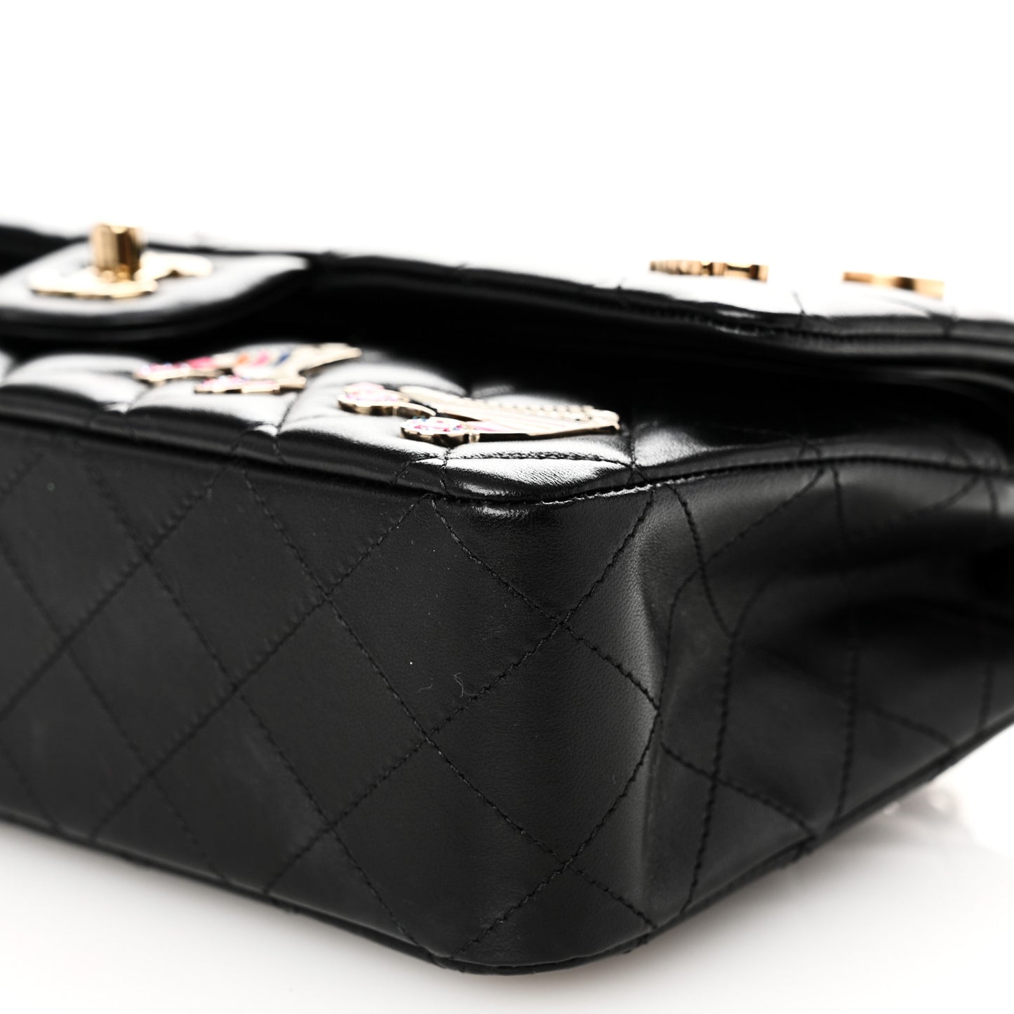 Lambskin Quilted Medium Hollywood Charms Double Flap Black