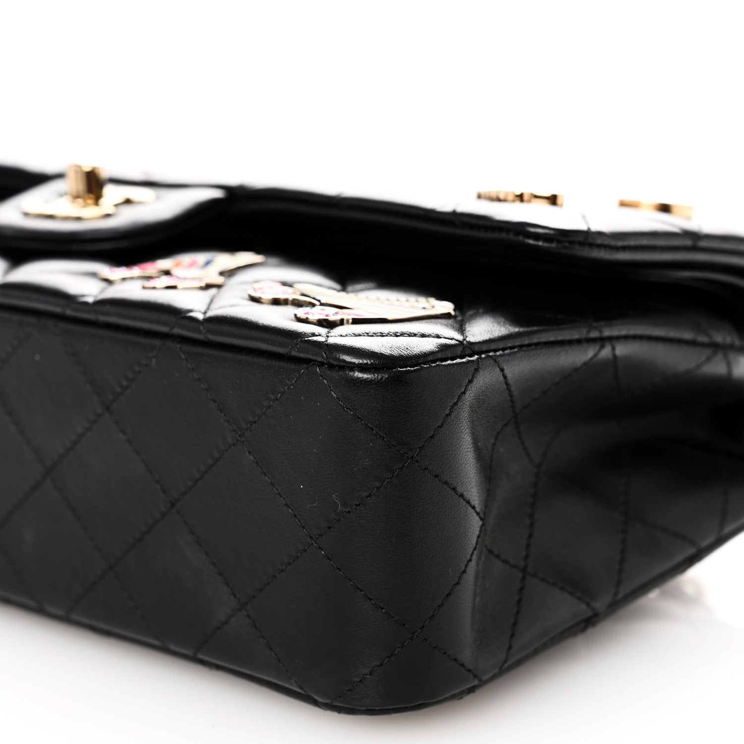 Chanel Lambskin Quilted Medium Hollywood Charms Double Flap Black 10 of 11