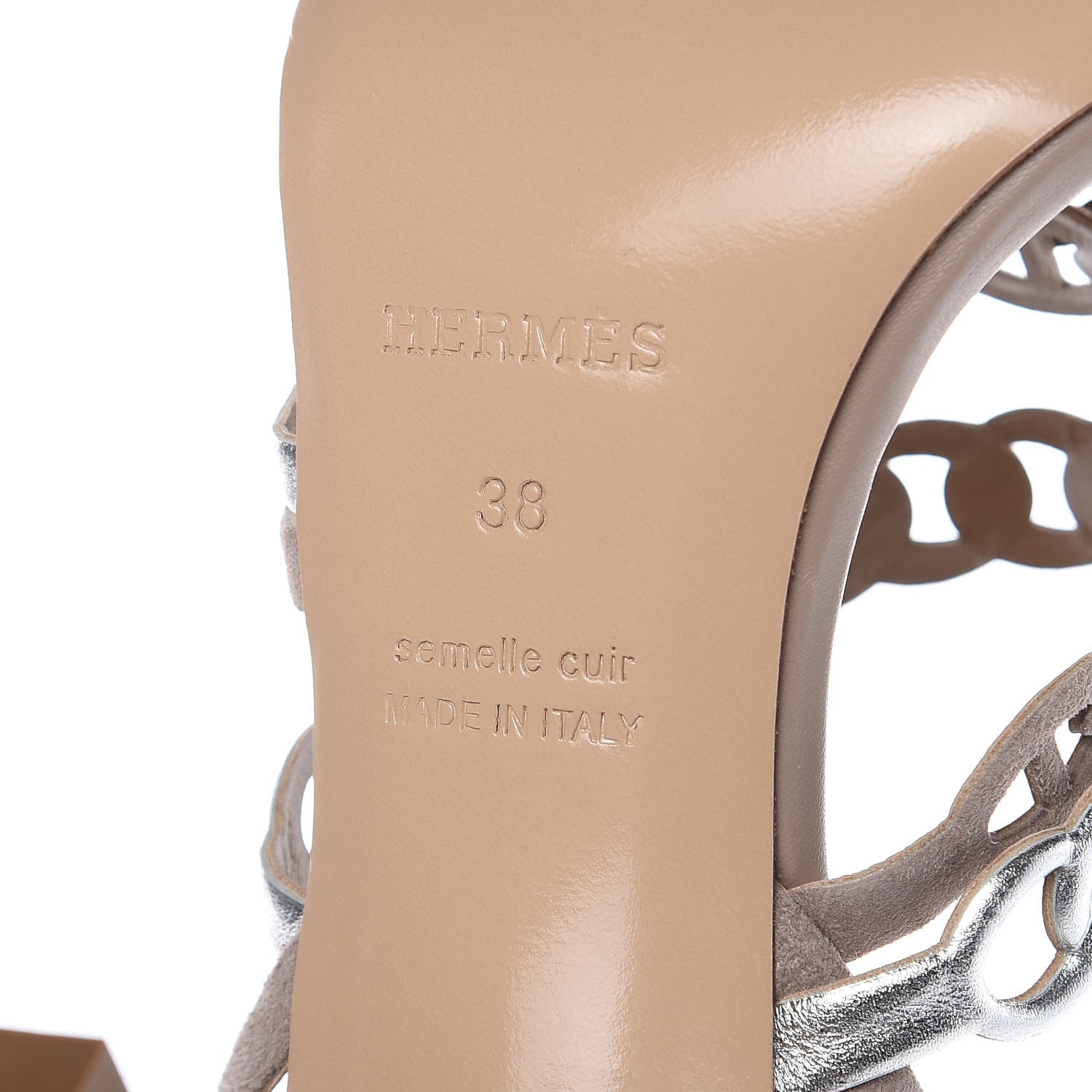 Hermes Goatskin Suede Romy Sandals 38 Beige Argent 10 of 11