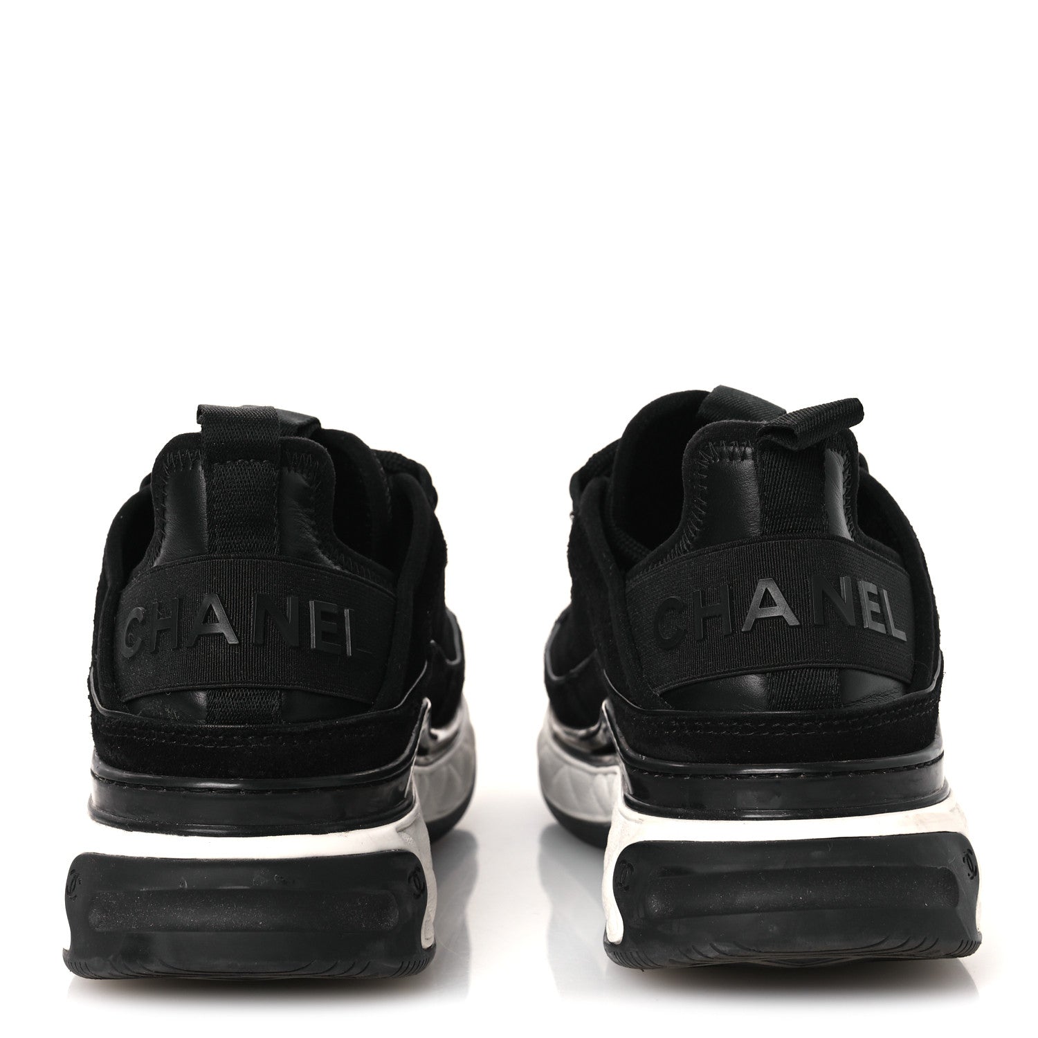 Chanel Suede Calfskin Nylon Grosgrain CC Sneakers 36 Black 5 of 10