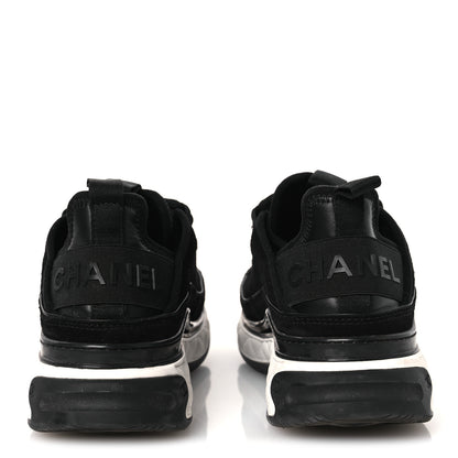 Chanel Suede Calfskin Nylon Grosgrain CC Sneakers 36 Black 5 of 10