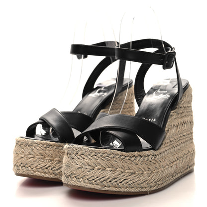 Christian Louboutin Denim Mariza Zeppa 130 Wedge Sandals 38 Black 3 of 7