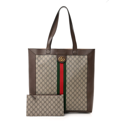 Gucci GG Supreme Monogram Web Large Ophidia Vertical Shopping Tote Brown 1 of 13