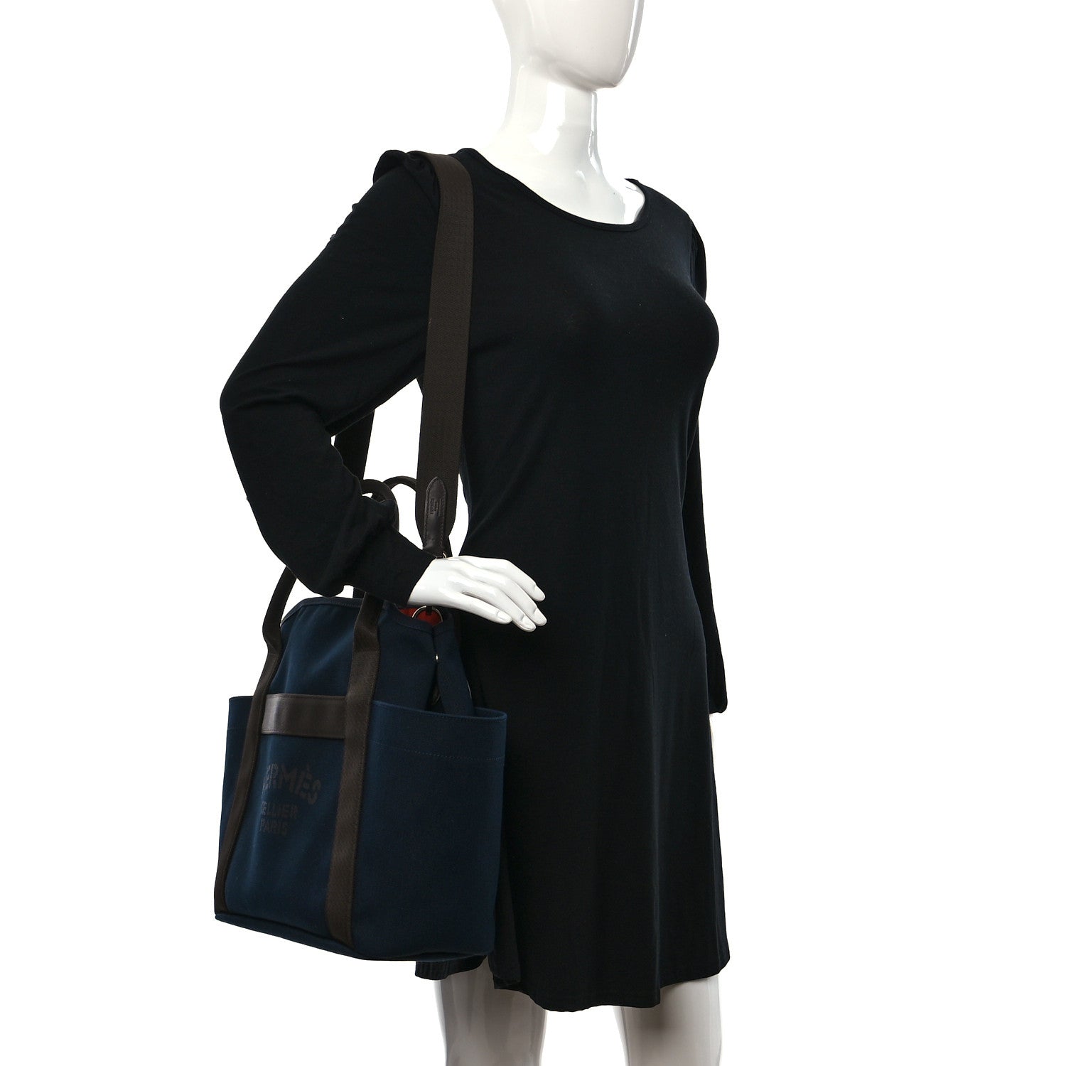 Hermes Toile Sac De Pansage Groom Bleu Navy Feu 3 of 9