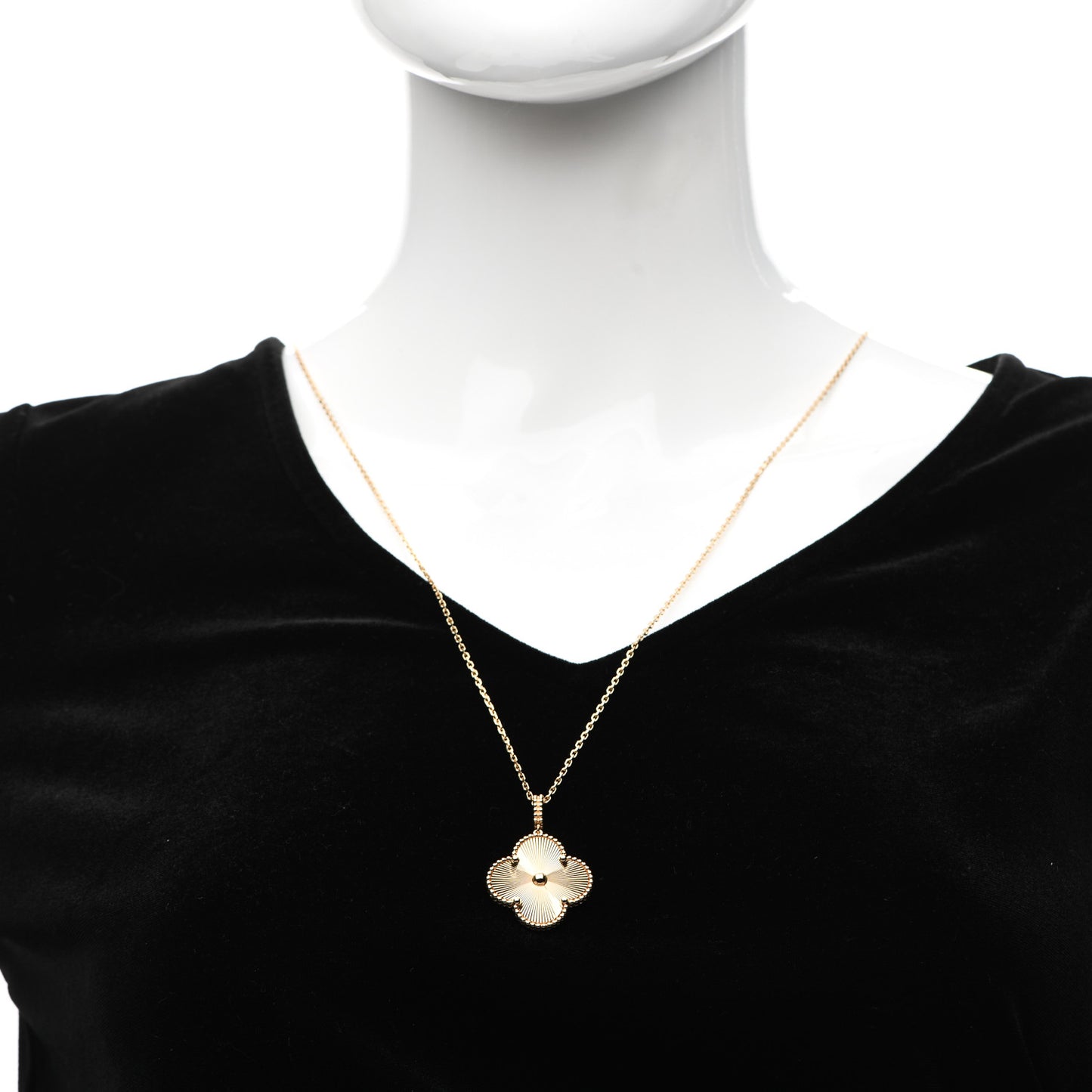 18K Yellow Gold Guilloche Magic Alhambra Long Necklace