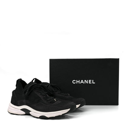 Chanel Mesh Suede Fabric Womens CC Sneakers 38 Grey White Black 9 of 9