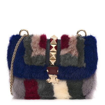 Valentino Garavani Mink Fur Colorblock Small Glam Lock Rockstud Flap Multicolor 1 of 9
