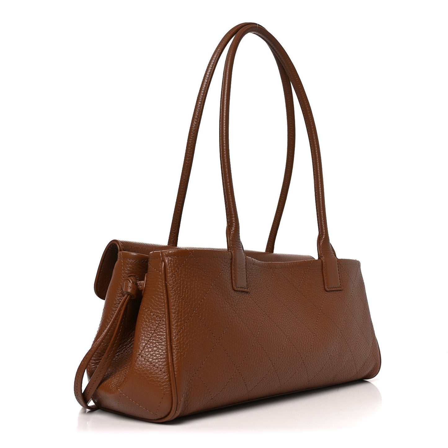 Grained Calfskin Stitched Urban Essentials Small Shopping Bag Camel
