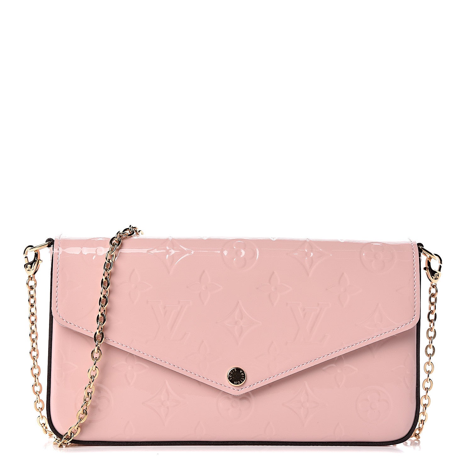 Louis Vuitton Vernis Felicie Chain Wallet Rose Ballerine 1 of 11