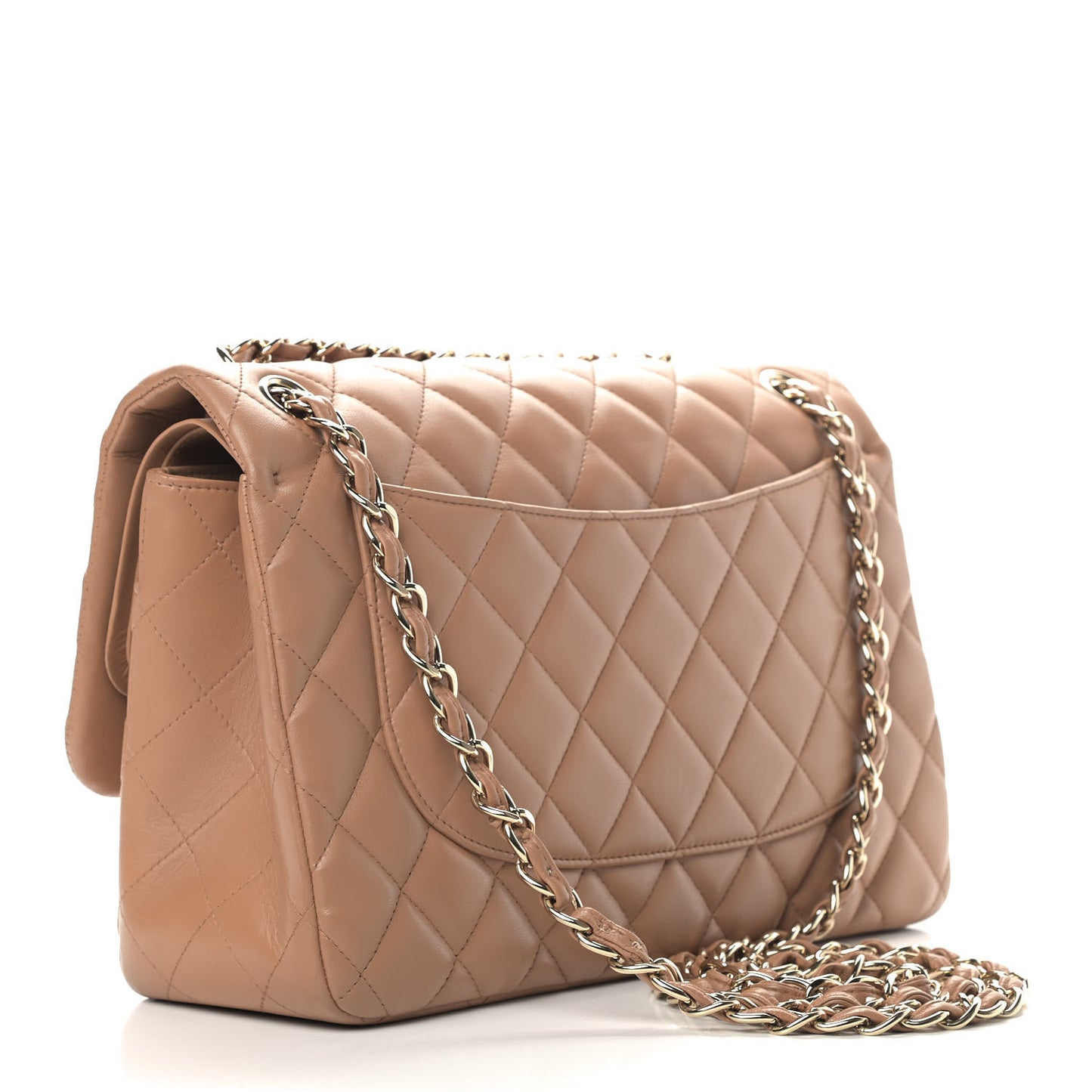 Lambskin Quilted Jumbo Double Flap Brown
