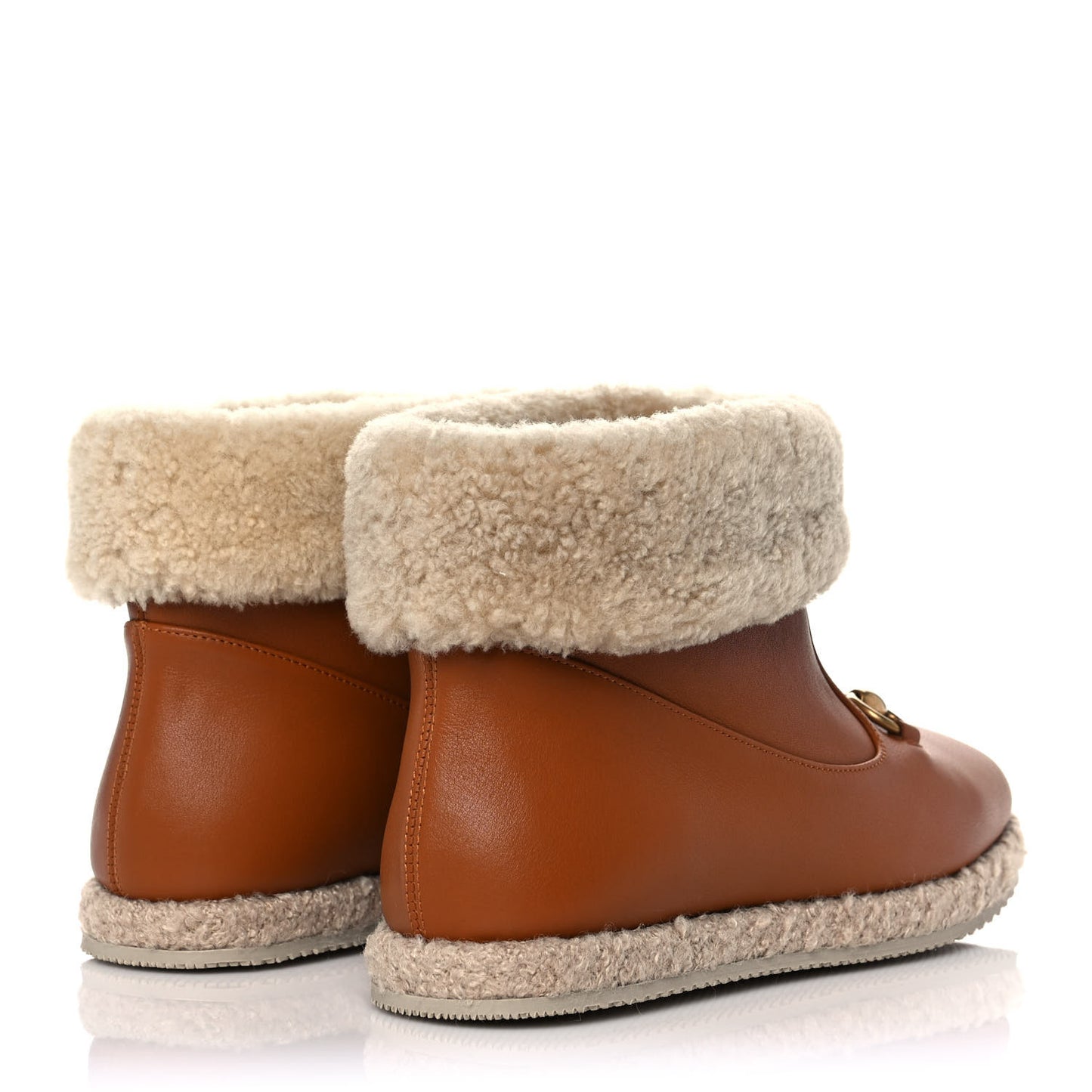 Calfskin Wool Womens Fria Horsebit Ankle Boots 38 New Caramel Butterscotch