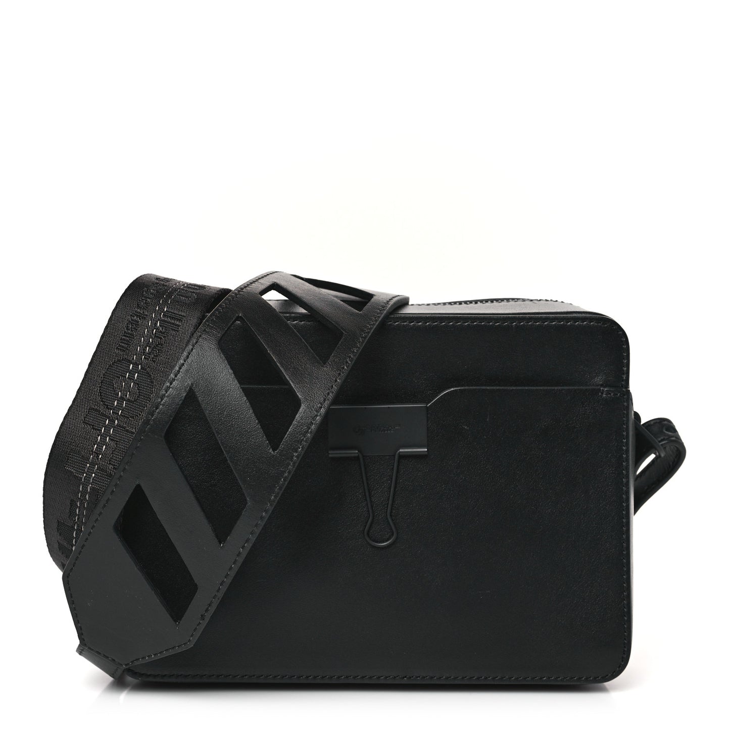 Calfskin Diag Binder Clip Camera Belt Bag Black