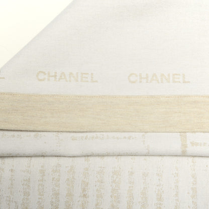 Chanel Wool Silk Lightweight Throw Blanket Beige 3 of 5
