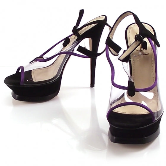 Saint Laurent Vinyl Peep Toe Heels 39 1 of 7