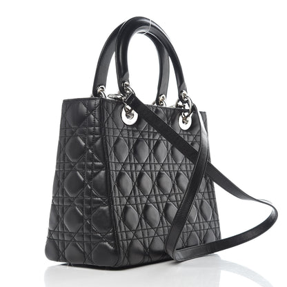 Christian Dior Lambskin Cannage Medium Lady Dior Black 3 of 9