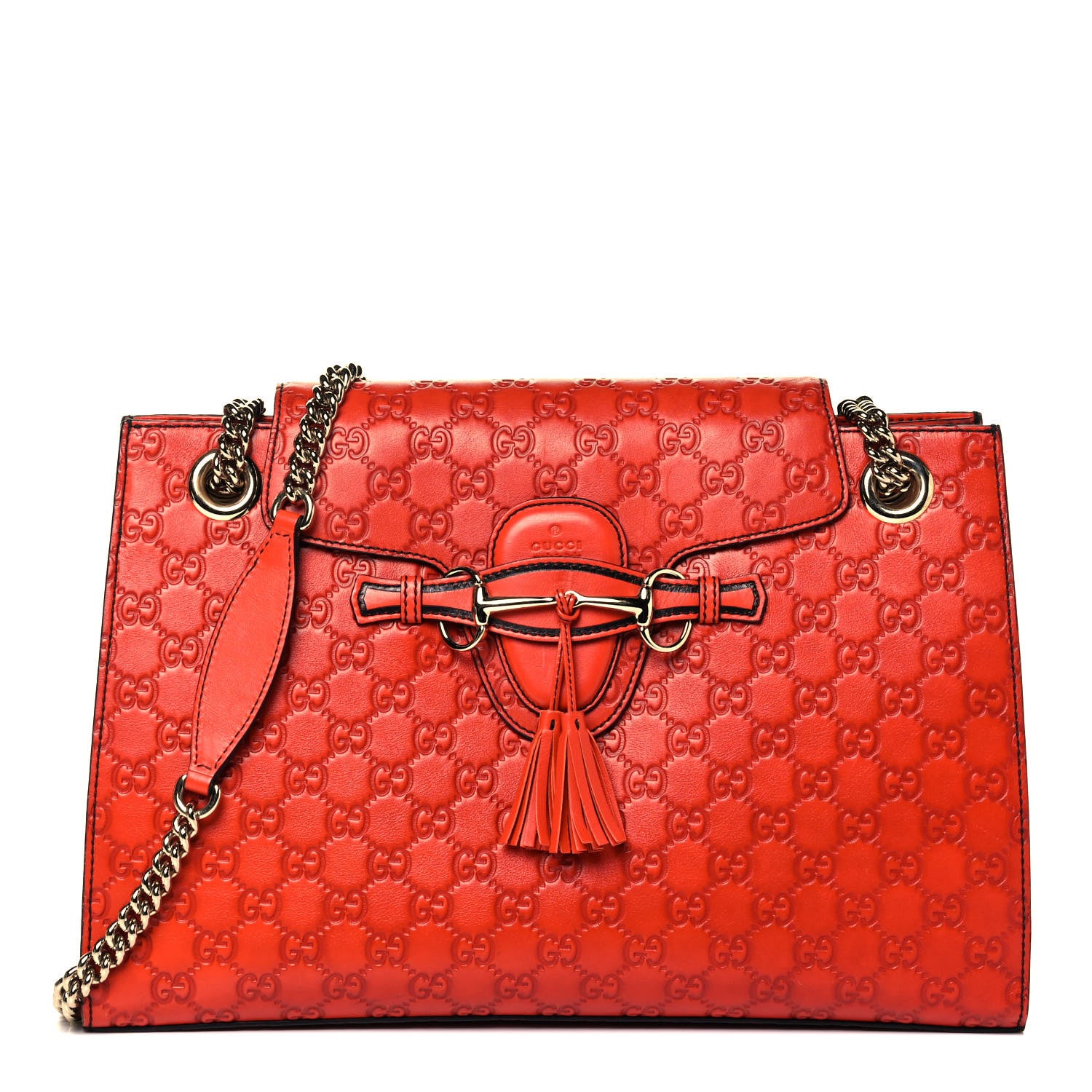 Gucci Guccissima Large Emily Chain Shoulder Bag Sun Orange 1 of 9