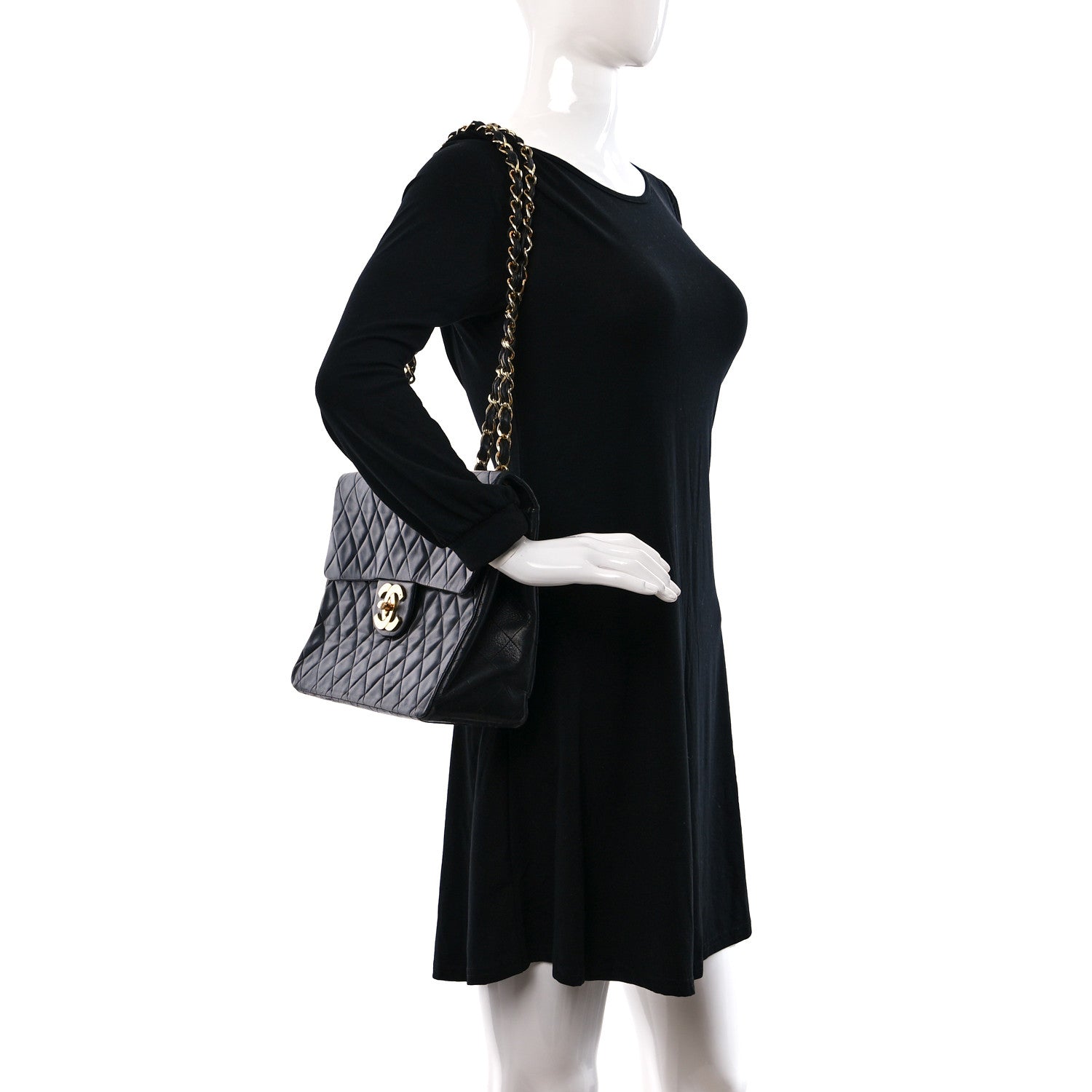 Chanel Lambskin Quilted XL Jumbo Single Flap Black 2 of 11