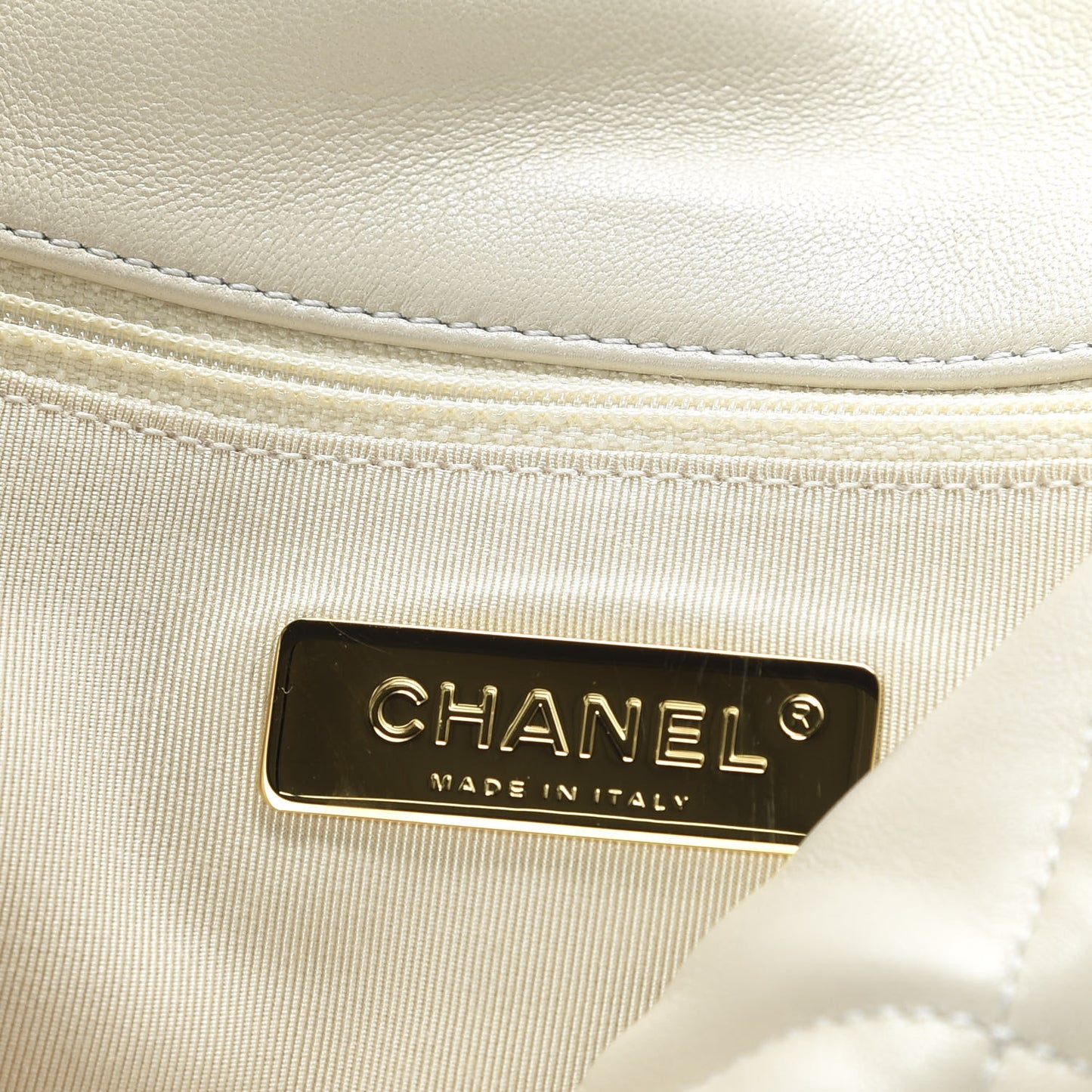 Lambskin Quilted Medium Chanel 19 Flap Light Beige