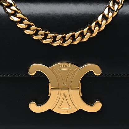 Celine Shiny Calfskin Triomphe Chain Shoulder Bag Black 6 of 8