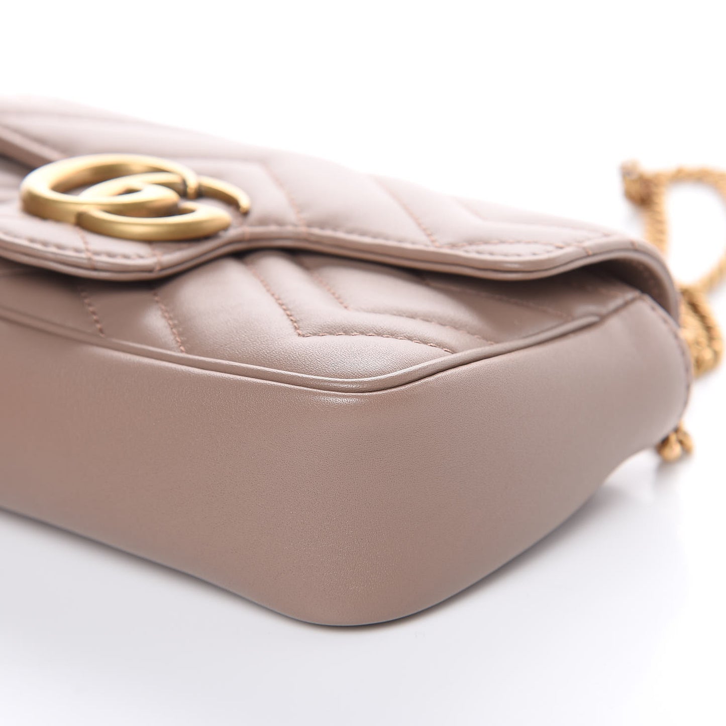 Calfskin Matelasse Super Mini GG Marmont Shoulder Bag Porcelain Rose