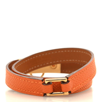 Hermes Epsom Rivale Double Tour Bracelet T4 Orange 3 of 7
