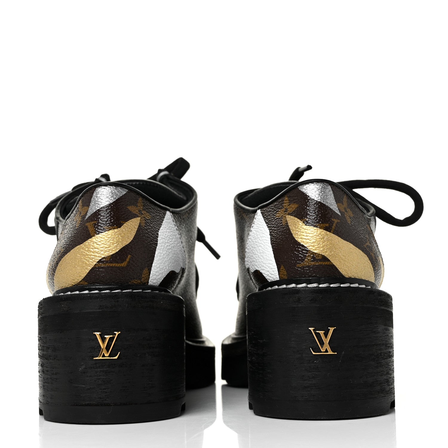 Louis Vuitton X LOL Monogram Calfskin Beaubourg Platform Derby Shoes 39 Gold Silver 5 of 9