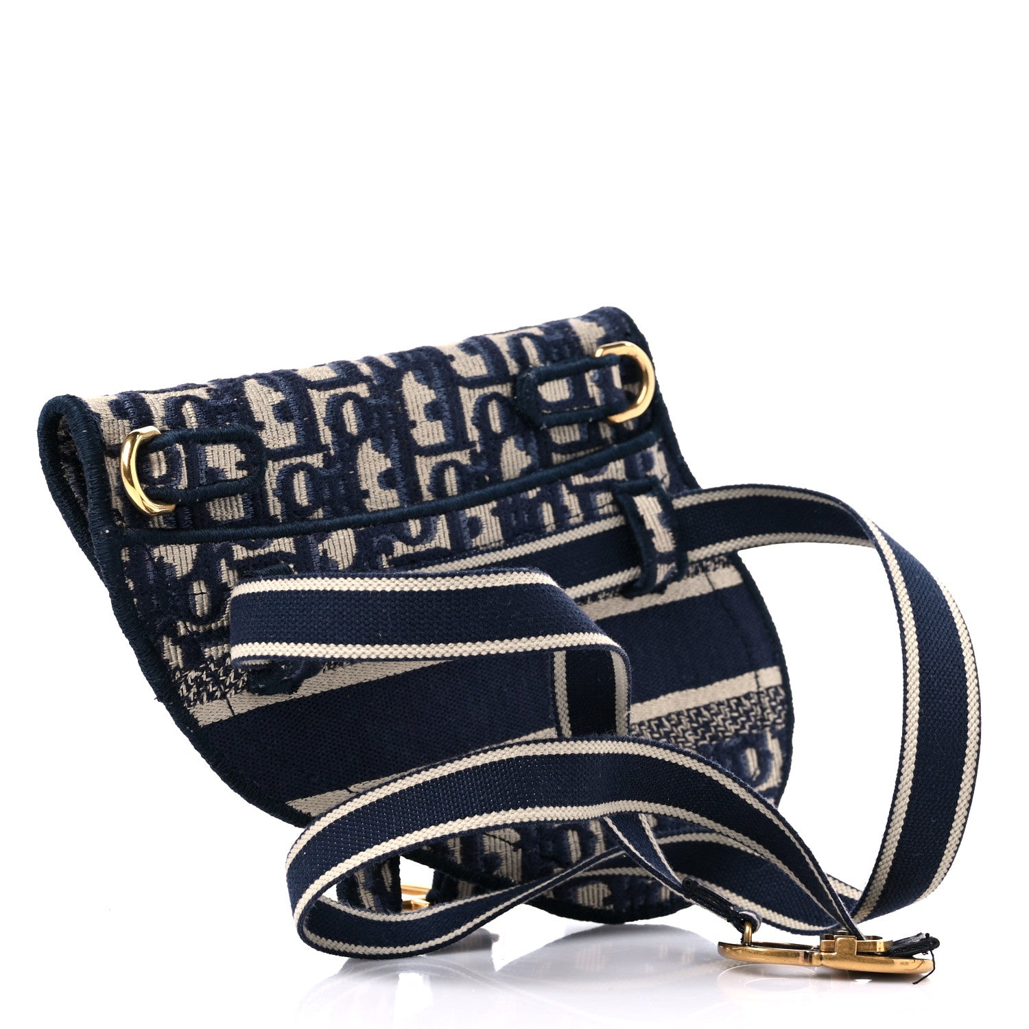 Christian Dior Oblique Embroidered Saddle Belt Pouch Blue 3 of 10