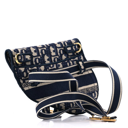 Christian Dior Oblique Embroidered Saddle Belt Pouch Blue 3 of 10