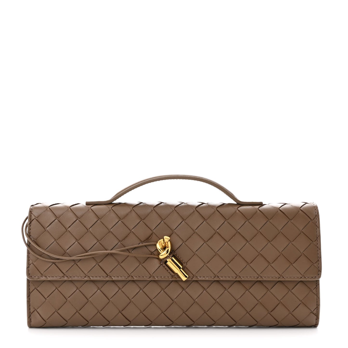 Nappa Intrecciato Long Andiamo Top Handle Clutch Pinecone