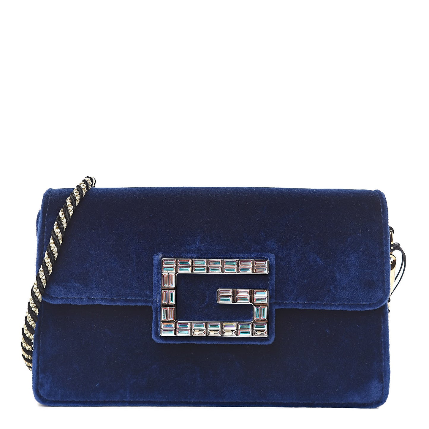 Velvet Crystal Square G Shoulder Bag Cobalt Blue