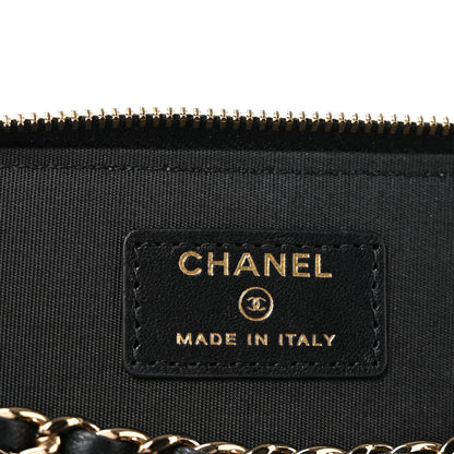 Chanel Raffia Jute Striped Small Vanity Case With Chain Black Beige 6 of 12