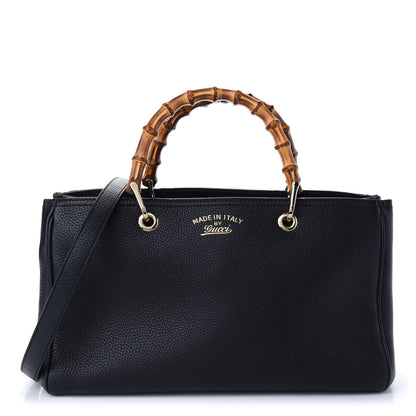 Gucci Pebbled Calfskin Medium Bamboo Shopper Tote Black 1 of 10