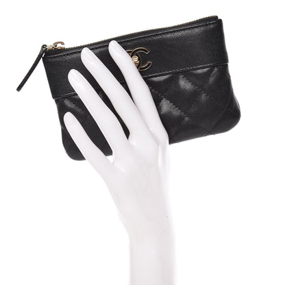 Chanel Sheepskin Quilted Small Vintage Mademoiselle Cosmetic Case Black 2 of 8