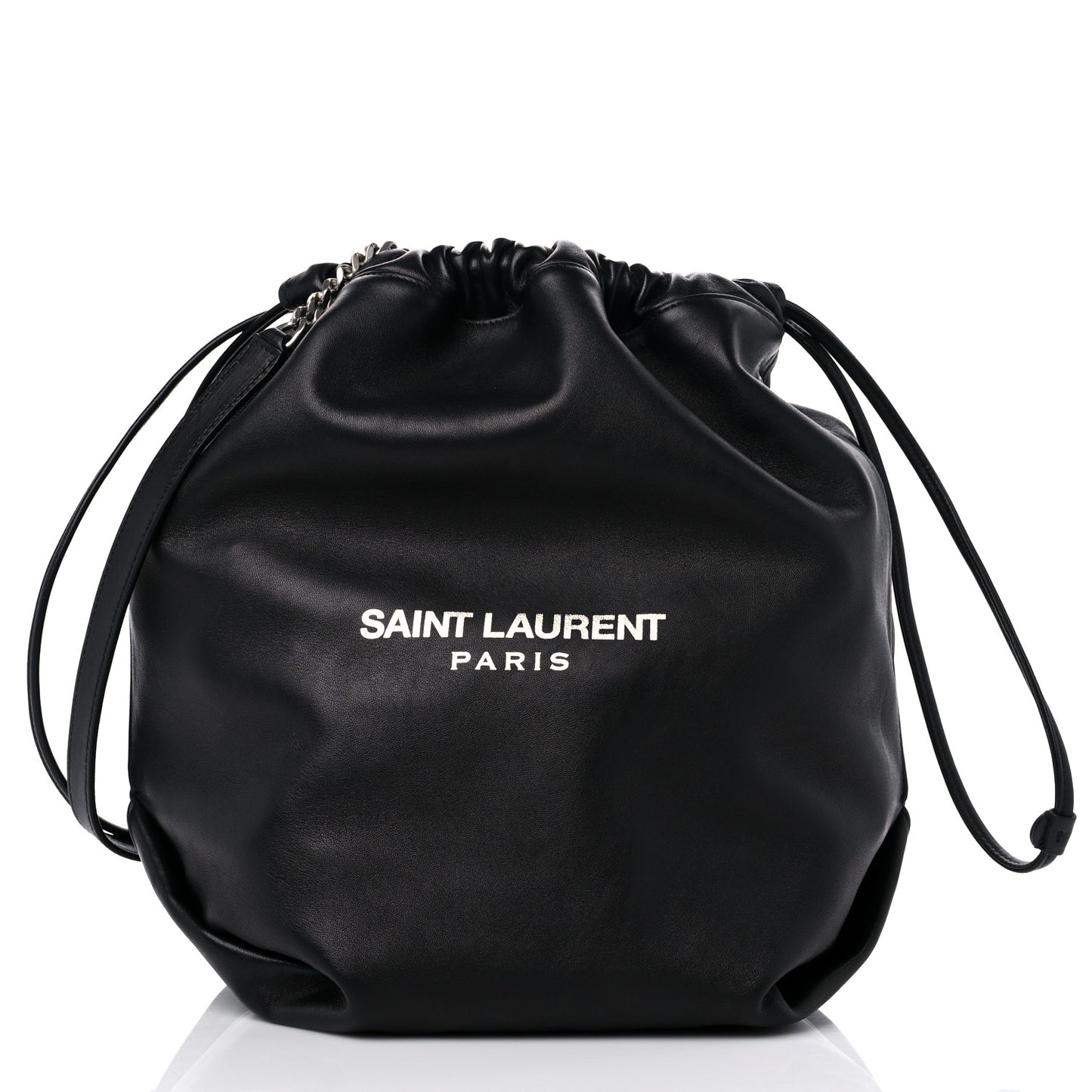 Lambskin Teddy Drawstring Bag Black