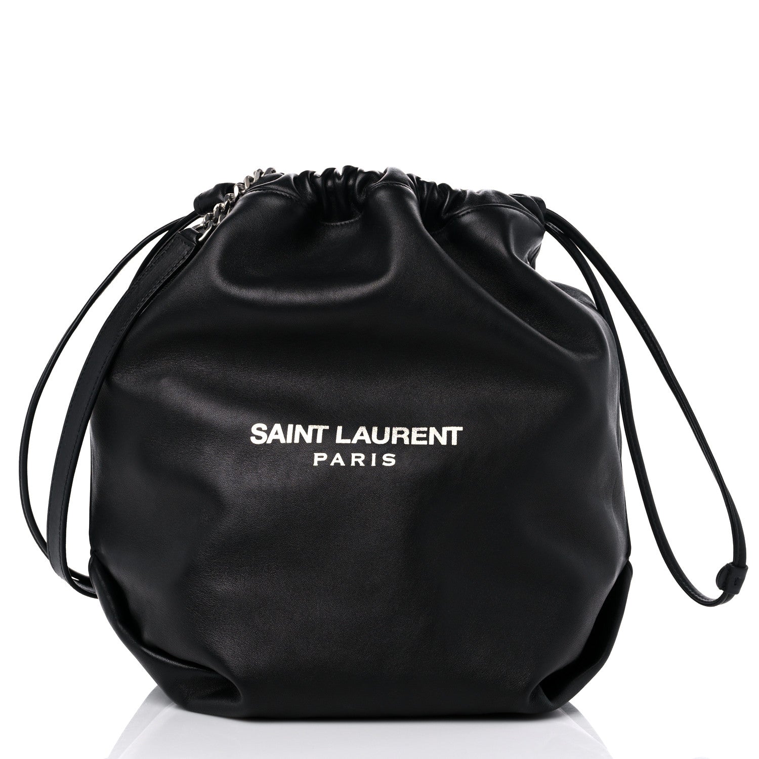Saint Laurent Lambskin Teddy Drawstring Bag Black 3 of 8