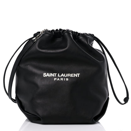 Saint Laurent Lambskin Teddy Drawstring Bag Black 3 of 8